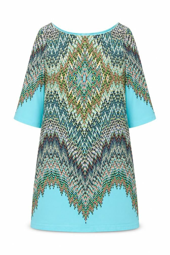 Cynthia Rowley Womens Multicoloured Geometric Polyester Shift Size 12 Boat Neck Pullover