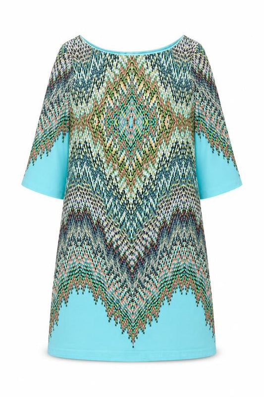 Cynthia Rowley Womens Multicoloured Geometric Polyester Shift Size 12 Boat Neck Pullover