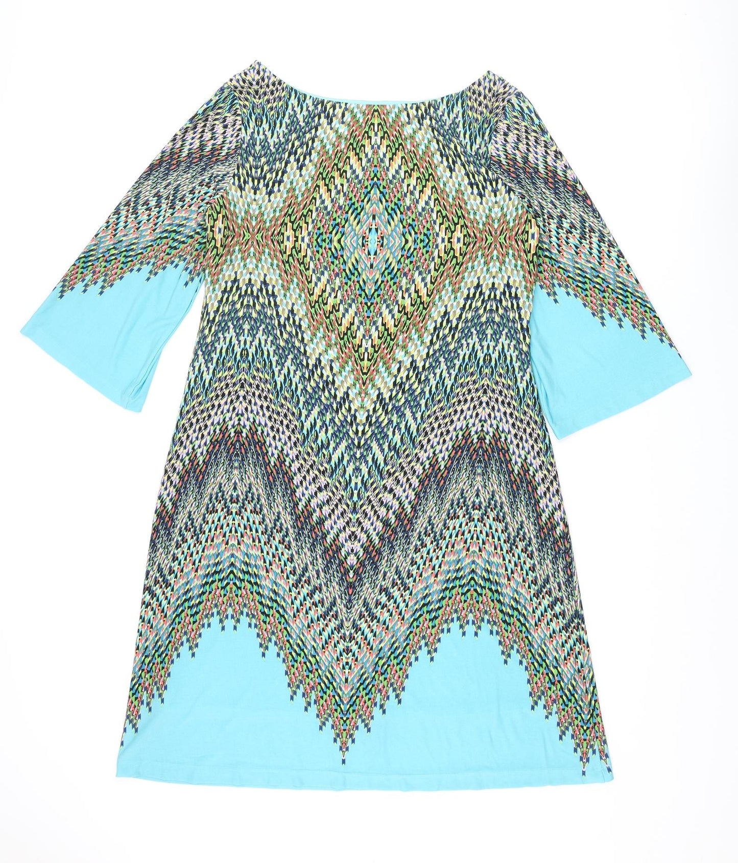 Cynthia Rowley Womens Multicoloured Geometric Polyester Shift Size 12 Boat Neck Pullover