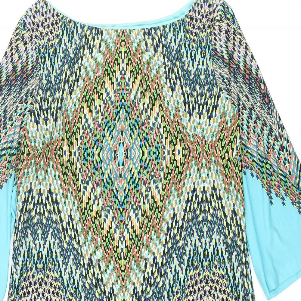 Cynthia Rowley Womens Multicoloured Geometric Polyester Shift Size 12 Boat Neck Pullover