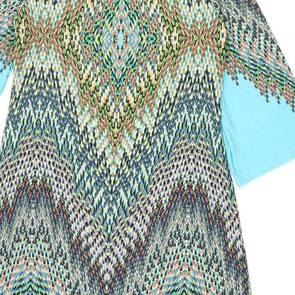 Cynthia Rowley Womens Multicoloured Geometric Polyester Shift Size 12 Boat Neck Pullover