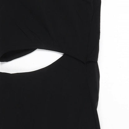 NaaNaa Womens Black Polyester Bodycon Size 8 V-Neck Zip - Cut Out Detail