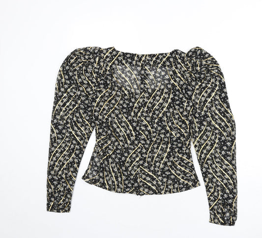 Nasty Gal Womens Multicoloured Floral Polyester Basic Blouse Size 6 V-Neck - Shoulder Pads