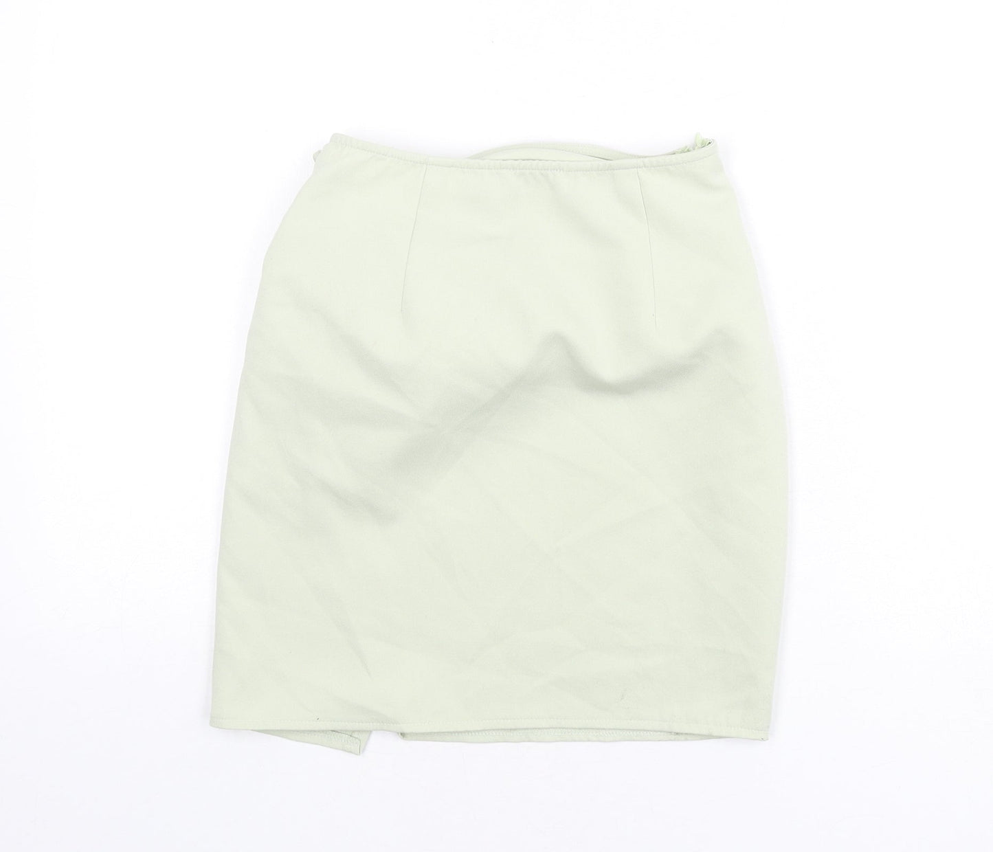 PRETTYLITTLETHING Womens Green Polyester Bandage Skirt Size 4 Zip - Knot Front