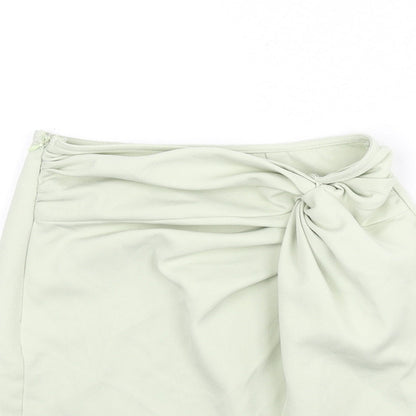 PRETTYLITTLETHING Womens Green Polyester Bandage Skirt Size 4 Zip - Knot Front