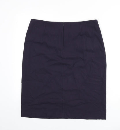David Napier Womens Purple Polyester Straight & Pencil Skirt Size 14 Zip - Slit