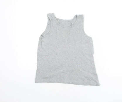 Marks & Spencer Boys Grey 100% Cotton Basic Tank Size 9-10 Years Round Neck Pullover