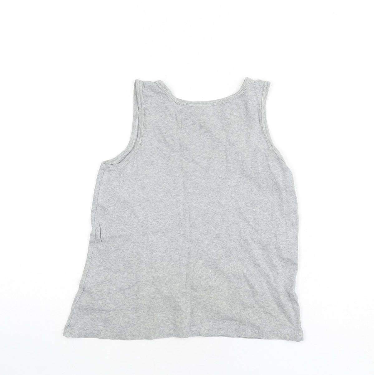 Marks & Spencer Boys Grey 100% Cotton Basic Tank Size 9-10 Years Round Neck Pullover