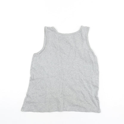 Marks & Spencer Boys Grey 100% Cotton Basic Tank Size 9-10 Years Round Neck Pullover