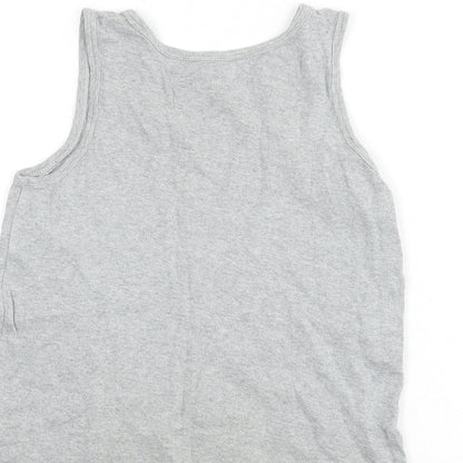Marks & Spencer Boys Grey 100% Cotton Basic Tank Size 9-10 Years Round Neck Pullover