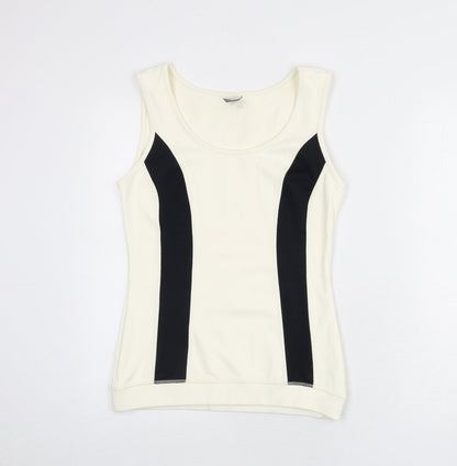 PRIVACY Womens Ivory Nylon Basic Tank Size 10 Round Neck Pullover