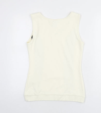 PRIVACY Womens Ivory Nylon Basic Tank Size 10 Round Neck Pullover