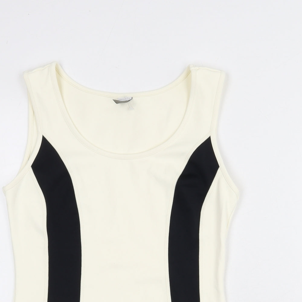 PRIVACY Womens Ivory Nylon Basic Tank Size 10 Round Neck Pullover
