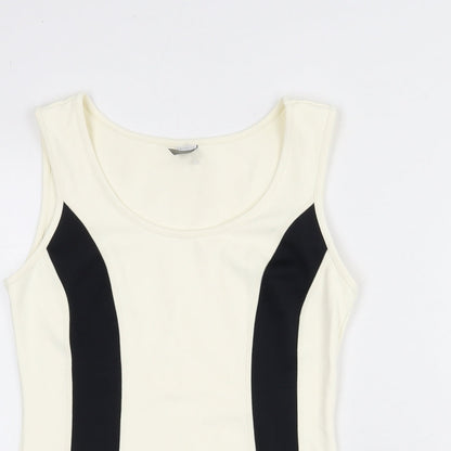 PRIVACY Womens Ivory Nylon Basic Tank Size 10 Round Neck Pullover