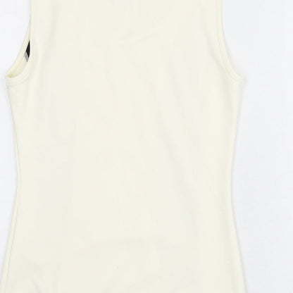 PRIVACY Womens Ivory Nylon Basic Tank Size 10 Round Neck Pullover