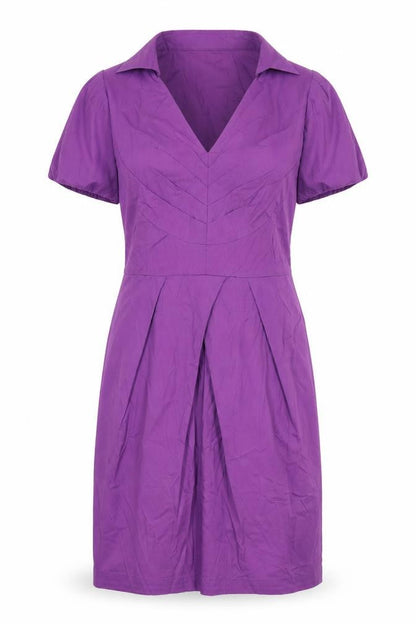 Oasis Womens Purple Cotton A-Line Size 10 Collared Zip - Belted