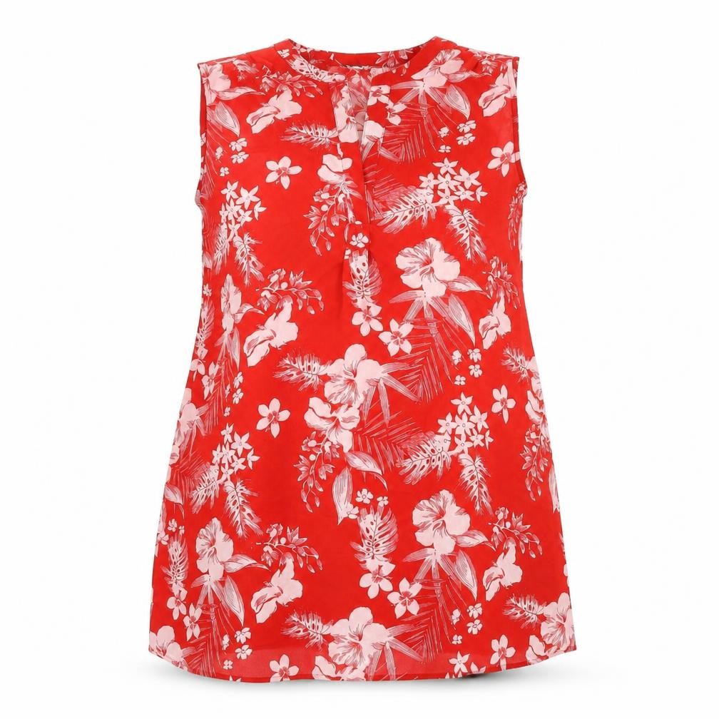 Yours Womens Red Floral Polyester Sheath Size 16 V-Neck Pullover