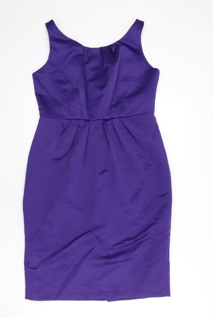 Autograph Womens Blue Polyester Pencil Dress Size 14 Boat Neck Zip