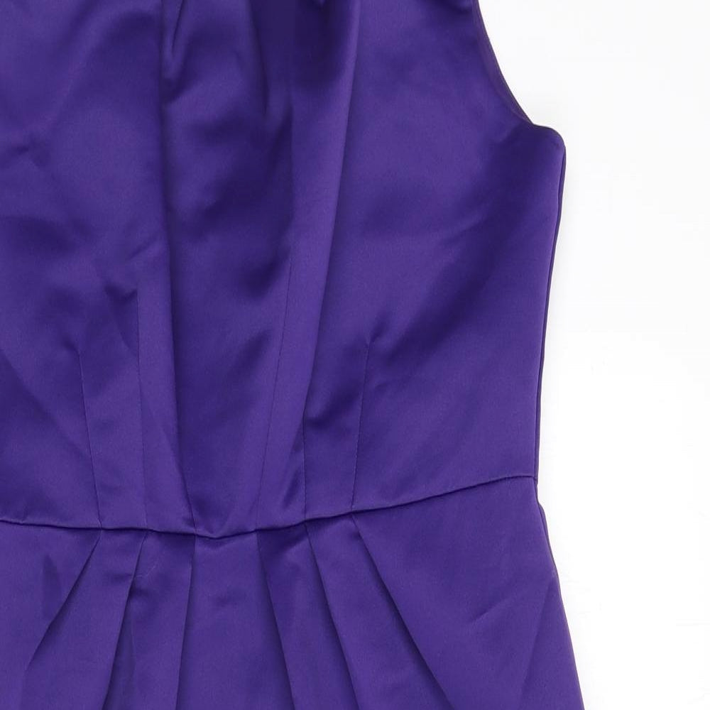 Autograph Womens Blue Polyester Pencil Dress Size 14 Boat Neck Zip