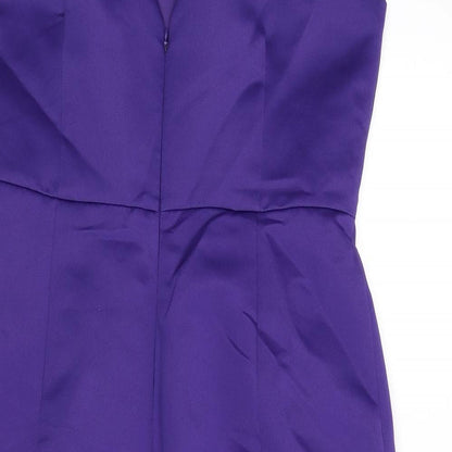 Autograph Womens Blue Polyester Pencil Dress Size 14 Boat Neck Zip