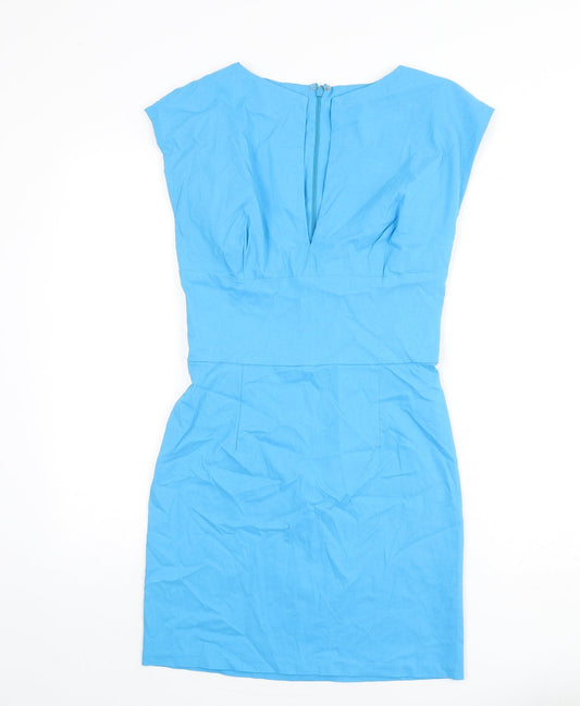 Diva Womens Blue Nylon Bodycon Size L V-Neck Zip