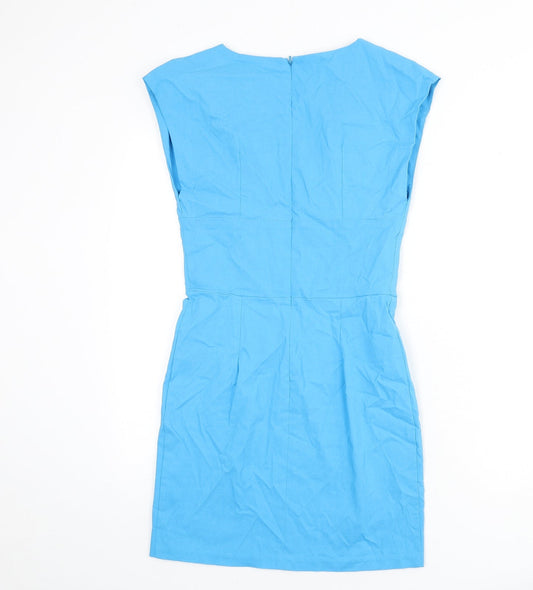 Diva Womens Blue Nylon Bodycon Size L V-Neck Zip