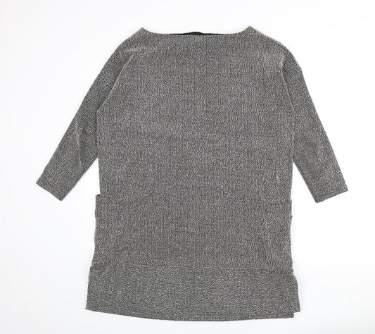 Great Plains Womens Black Geometric Polyester Jumper Dress Size S Boat Neck Pullover