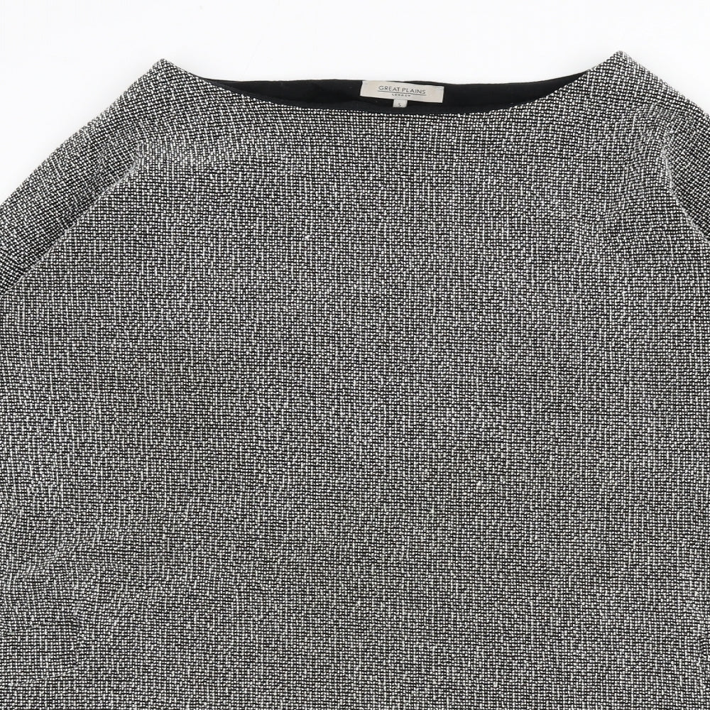 Great Plains Womens Black Geometric Polyester Jumper Dress Size S Boat Neck Pullover