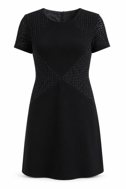 Oasis Womens Black Polyester A-Line Size 10 Round Neck Zip - Lace Detail