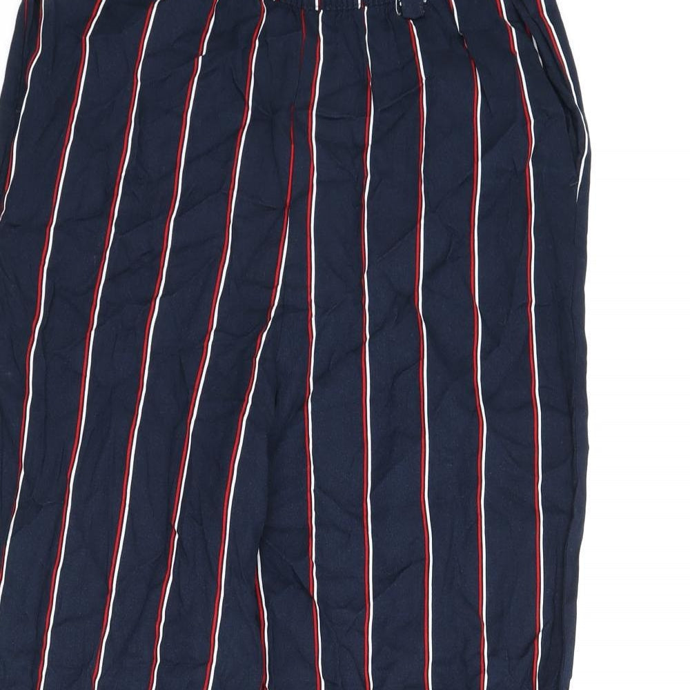Divided by H&M Womens Blue Striped Viscose Trousers Size 10 L26 in Regular