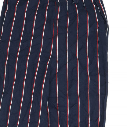 Divided by H&M Womens Blue Striped Viscose Trousers Size 10 L26 in Regular
