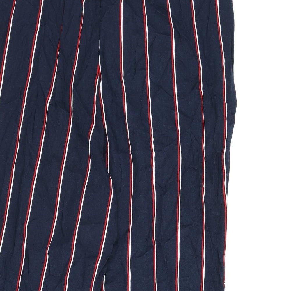 Divided by H&M Womens Blue Striped Viscose Trousers Size 10 L26 in Regular