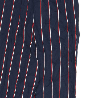 Divided by H&M Womens Blue Striped Viscose Trousers Size 10 L26 in Regular
