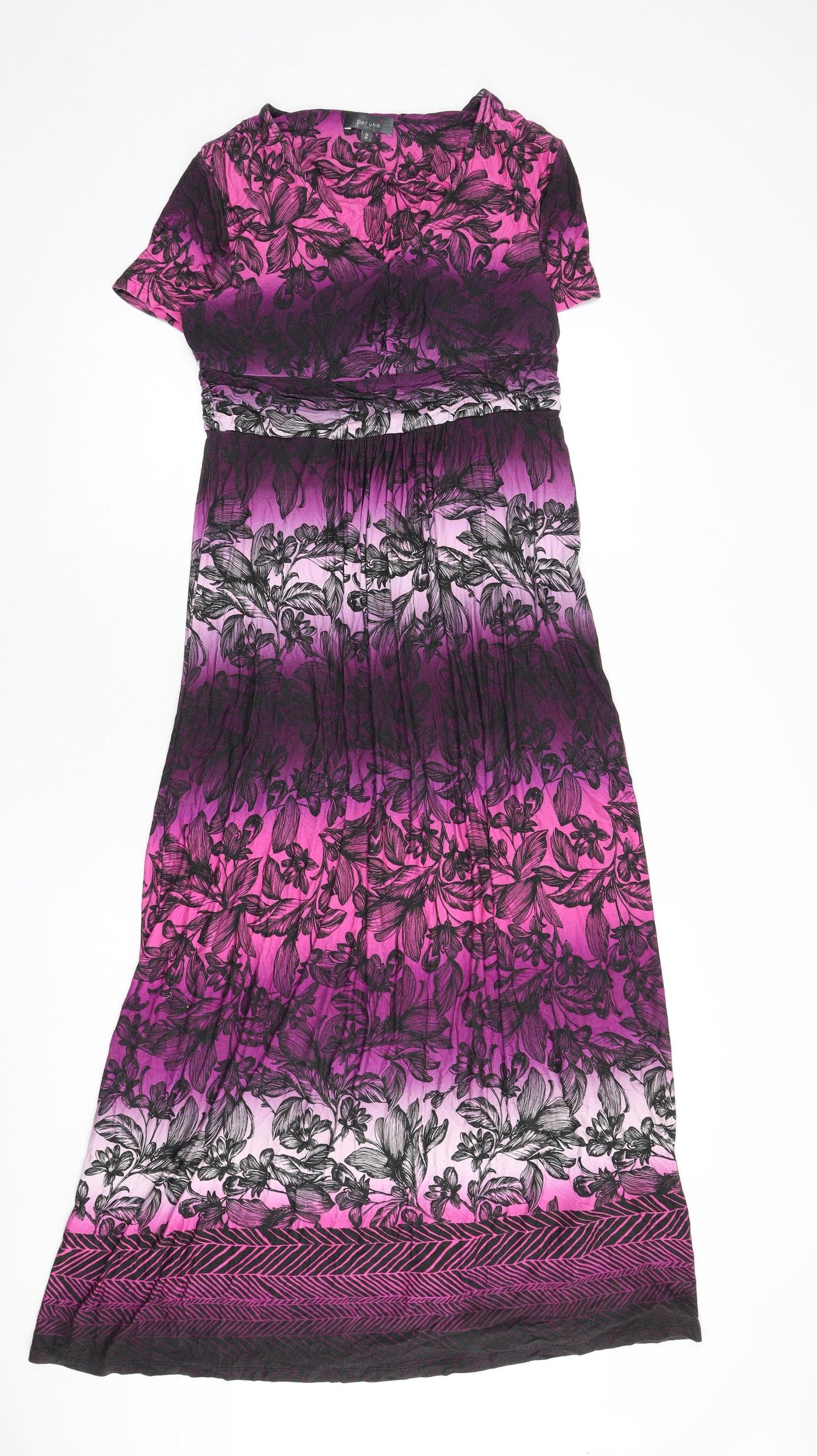 Per Una Womens Multicoloured Geometric Viscose Maxi Size 10 V-Neck Pullover