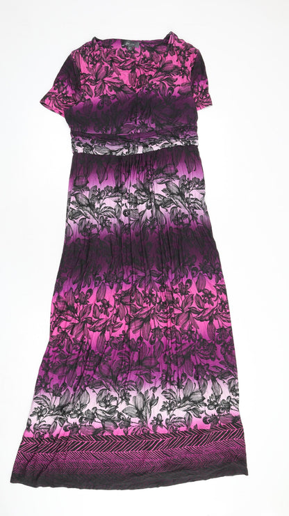 Per Una Womens Multicoloured Geometric Viscose Maxi Size 10 V-Neck Pullover