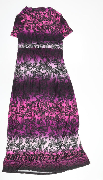 Per Una Womens Multicoloured Geometric Viscose Maxi Size 10 V-Neck Pullover