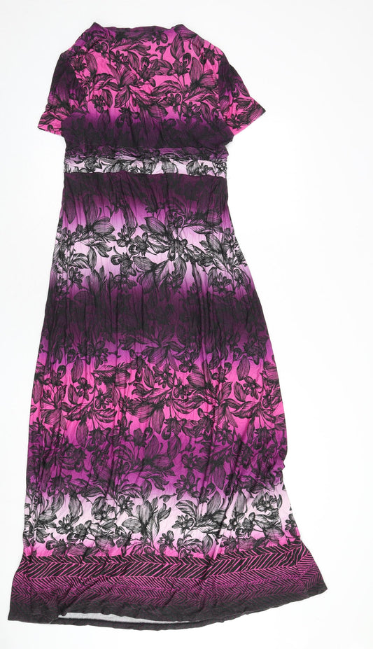 Per Una Womens Multicoloured Geometric Viscose Maxi Size 10 V-Neck Pullover