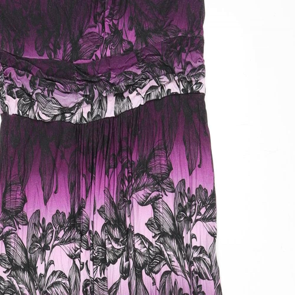 Per Una Womens Multicoloured Geometric Viscose Maxi Size 10 V-Neck Pullover