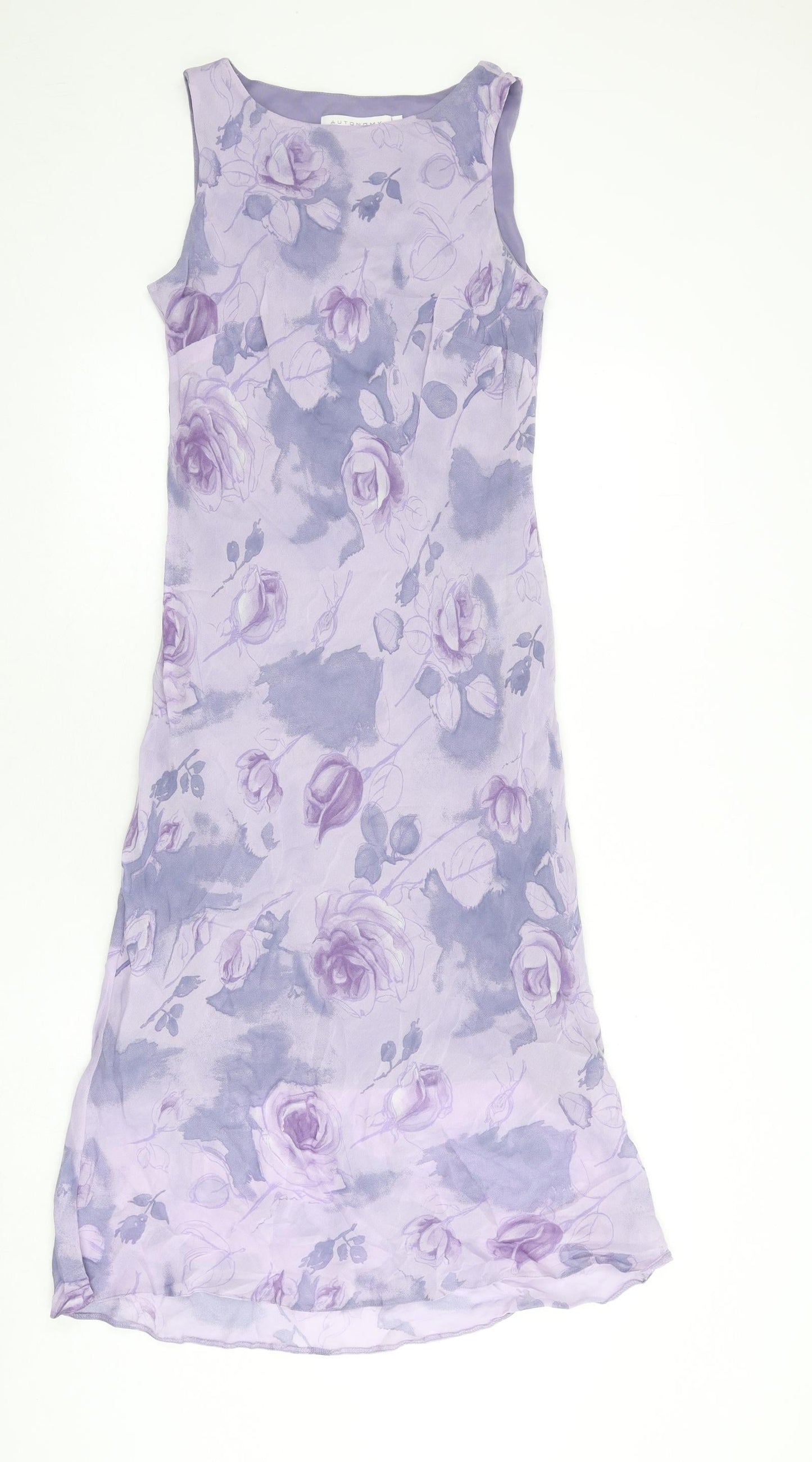 Autonomy Womens Purple Floral Viscose A-Line Size 12 Round Neck Pullover