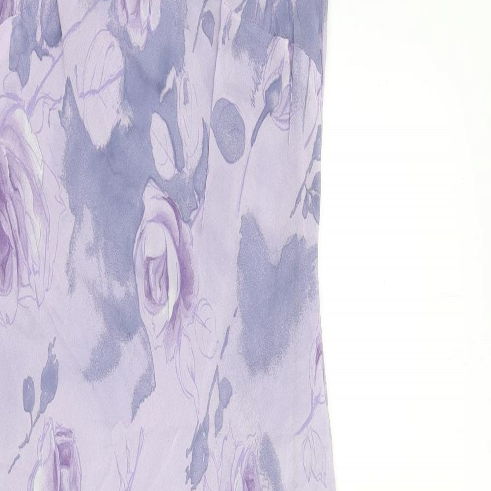 Autonomy Womens Purple Floral Viscose A-Line Size 12 Round Neck Pullover