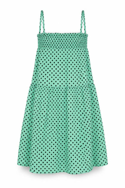 ASOS Womens Green Polka Dot 100% Cotton A-Line Size 10 Square Neck Pullover - Shirred Bust