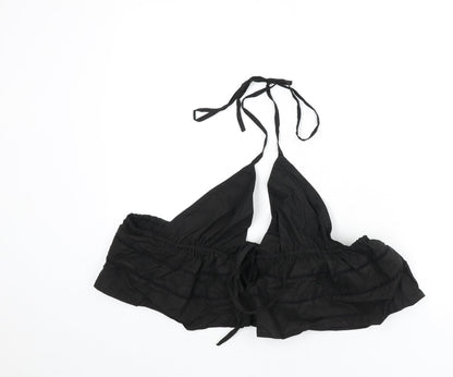 Womens UK Size 12 PRETTYLITTLETHING Black Cropped T-Shirt
