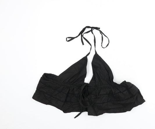 Womens UK Size 12 PRETTYLITTLETHING Black Cropped T-Shirt