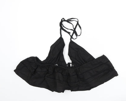 Womens UK Size 12 PRETTYLITTLETHING Black Cropped T-Shirt