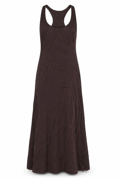 Weekday Womens Brown Viscose Maxi Size 6 Scoop Neck Zip - Racer Back