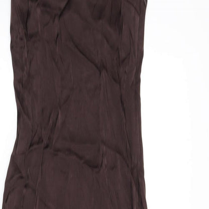 Weekday Womens Brown Viscose Maxi Size 6 Scoop Neck Zip - Racer Back