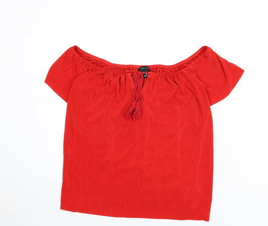 Womens UK Size 6 New Look Red Basic Blouse