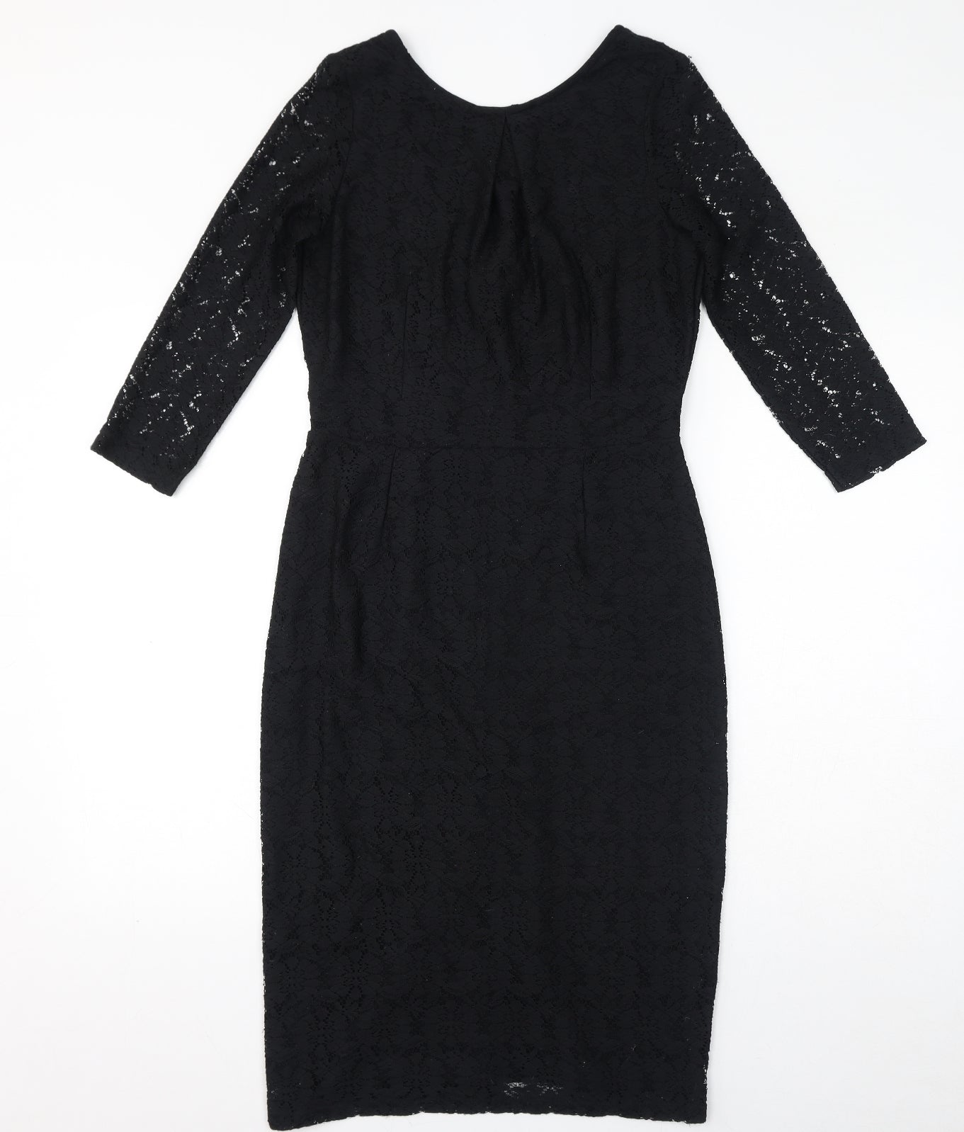 Dorothy Perkins Womens Black Cotton Bodycon Size 12 Round Neck Zip