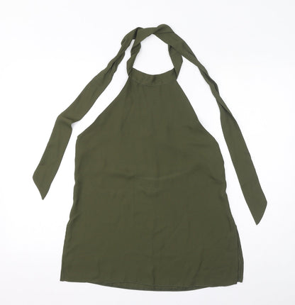 Womens UK Size 10 Diffuse Green Basic Blouse