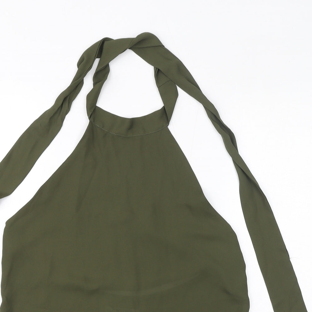 Womens UK Size 10 Diffuse Green Basic Blouse
